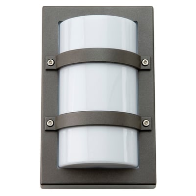 SG Armaturen Trio Mini E27 vægarmatur i grafit, med firkantet design og to sikringsbøjler, hvid lyskildehylster ses indefra.