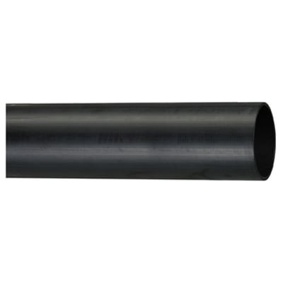 Sort KWH Wehopipe PE100-trykrør fra Evopipes, 200 mm i diameter, set fra siden med den åbne rørende synlig.
