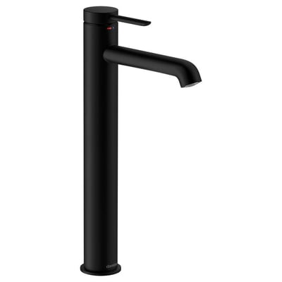 Damixa Iris etgrebsbatteri i mat sort med 135mm tud og koldstart funktion, monteret på en hvid baggrund.