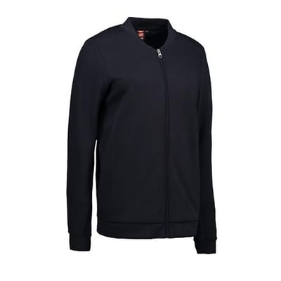 ID Identity Pro wear cardigan til damer i navy blå, str. 6XL, med YKK lynlås og ribstrik ved krave, ærmer og bund.