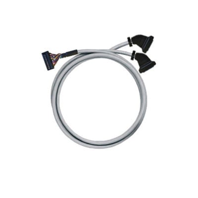 Weidmüller PLC-kabel til digitale signaler, 20-polet og 6 meter langt, vist oprullet med stik i begge ender.