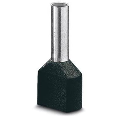 Phoenix Contact AI-TWIN 2x1,5-8 BK terminalrør i sort plast med en 8 mm tyllelængde og 16 mm total længde.