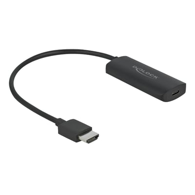 Delock HDMI til USB-C adapter i sort med et HDMI-A hanstik og en USB-C hunport, understøtter 4K 60Hz.