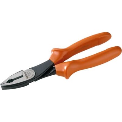 Bahco LAUS 180 mm kombinationstang med orange plasthåndtag og riflede kæber til præcis klipning og fastholdelse.