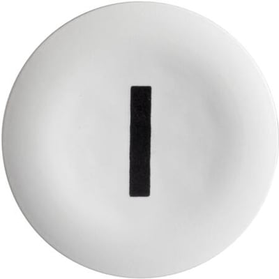 Schneider Electric hvid trykflade med sort "I" mærke og Ø22 mm diameter på neutral baggrund.