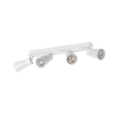 Detaljebillede af SLV PURI CW hvid loftlampe, der viser de individuelle GU10 spots og den fleksible justering af lysretningen.