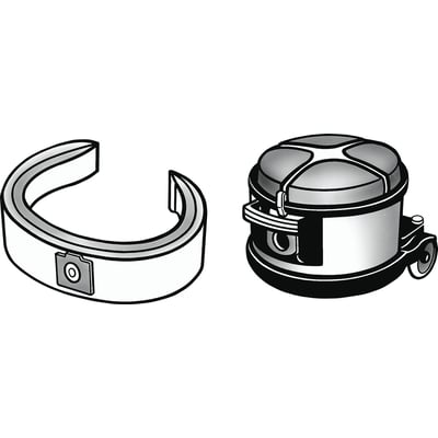 To illustrationer af støvsugerposer, den ene viser en samlet pose og den anden en enkelt pose med et kamera-ikon.