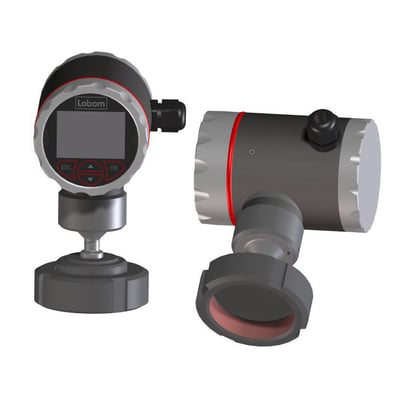 Siemens Pascal CI4 transmitter med 1,5" SMS tilslutning, vist fra to vinkler med M12 stik og tydeligt display.
