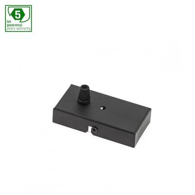 SpectrumLED ALD hovednavn i sort stål med 5 års garanti mærkat, mål 102x52x22 mm.