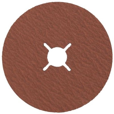 Tyrolit CERABOND X fiberrondel, 180 × 22 mm med CA120, set forfra med brun slibeflade og udskæring i midten.