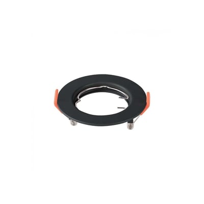 Sort V-TAC MR16 downlight kit til indbygning med rund kant, fjederclips og fatning uden lyskilde.