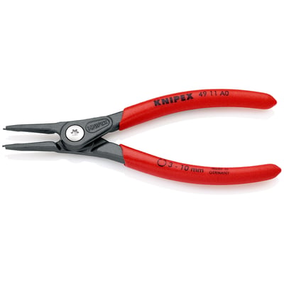 Knipex 49 11 A0 SB låseringstang, en detaljeret visning af det skruede led og de formstøbte greb med 3-10 mm markering.