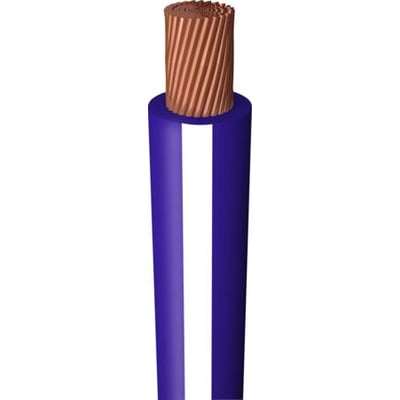 H07Z-K 1X1,5 monteringsledning med blå og hvid stribeisolering, viser fintrådet kobberleder uden isolering på hvid baggrund.