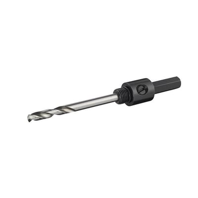 Ironside hulsavholder med langt centerbor og sekskantskaft, vist skråt fra siden; passer til hulsave på 14–30 mm.