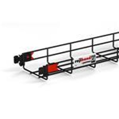 Sort BK8® gitterbakke med dimensionerne 60/150 mm og Ø4,0 trådtykkelse på en hvid baggrund.