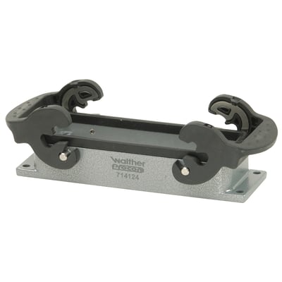 Procon multistik chassishus B24 med 28mm højde og tværgående låsebøjler i grå pulverlakeret aluminium.