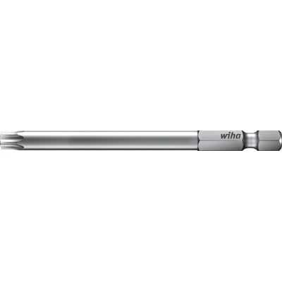 Wiha 90 mm TORX® Tamper Resistant bit T25H af krom-vanadium-stål med præcisionsbearbejdet spids og logo.