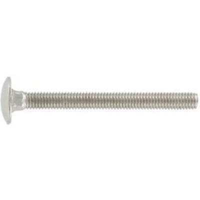 S + P bræddebolt DIN 603 i A4-stål, M6 x 35 mm, set fra siden med rundt hoved og gevindstang.