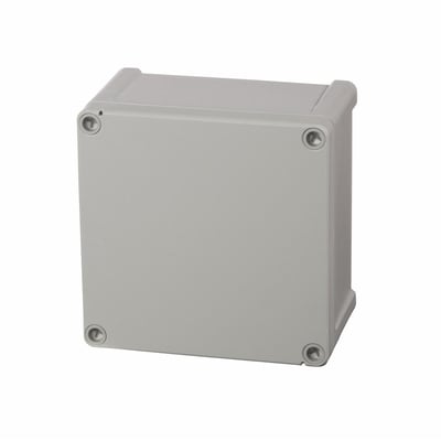 Lukket Fibox TEMPO TA131308 kasse med gråt polyamid dæksel, klar til installation, 130x130x75 mm.