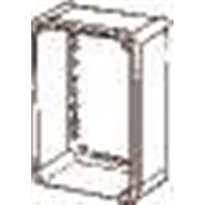 Isometrisk gengivelse af Fibox EK SOLID kassebund i grå polycarbonat, viser dens rektangulære form og interne forstærkninger.