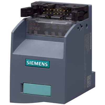 Siemens Terminal blok TP1 med LED skrue, 6ES7924-0AA20-0BA0, viser 8 kanaler og 16-pin IDC tilslutning på grå plastisk kabinet.