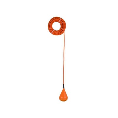 Grundfos svømmeafbryder med 5 meter orange kabel og en orange flyder ende, isoleret på hvid baggrund.