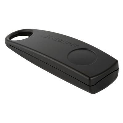 Geberit Clean-handy til urinalelektronik, sort håndholdt betjeningsenhed med rundt felt og åbning i enden.