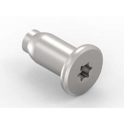 Cylinderskrue med torx og lavt hoved fra Cubic, model 3041-0612, fremstillet i metal. Den har en sekskantet stjerneformet torx-åbning.