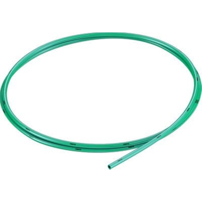 Festo trykluftslange PUN i grøn med en udvendig diameter på 12 mm, vist buet på hvid baggrund.