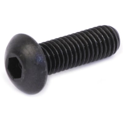 Sort Insexskrue ISO 7380-1 med halvrundt hoved og M6x16mm gevind, kvalitet 10.9.