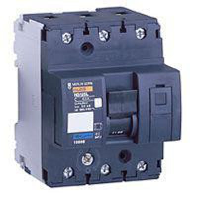 Schneider Electric NG125L maksimalafbryder, 3-polet, 25A, med synlig vippekontakt og tydelig mærkning af modelnummer og specifikationer.