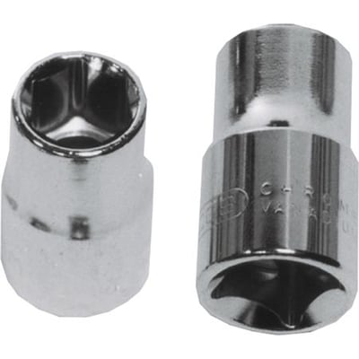 Tecos 1/2" topnøgle i krom vanadin stål, 15 mm 6-kant fatning, med en længde på 77 mm.