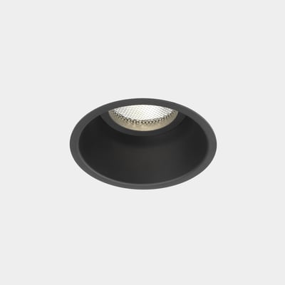 Astro Lighting Minima Rund Fixed downlight i sort, GU10, med synlig perforeret reflektor og dybdegående skyggeeffekt.