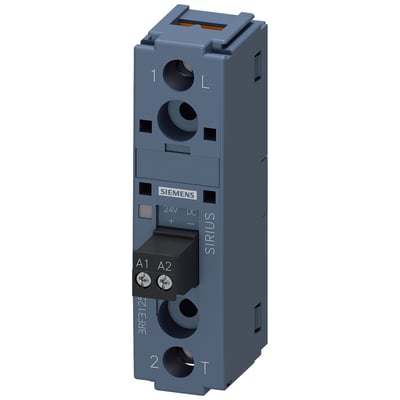 Siemens halvlederrelæ Sirius til 1-fase, 25 A og 24-230 VAC/24 VDC, med skruetilslutninger og 22,5 mm bredde.