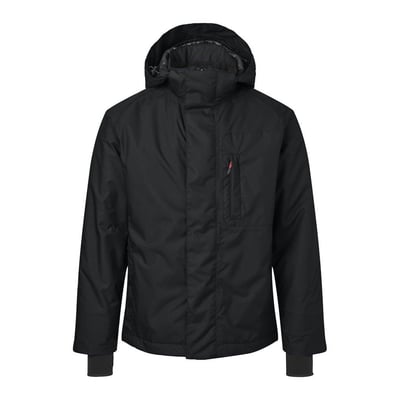 Kansas Icon X 129066 vinterjakke i sort, str. 4XL, med hætte og tre udvendige lommer, fremstillet af polyester.