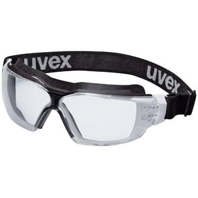 Uvex Pheos cx2 sonic minigoggle med klar polycarbonat linse, antidug og ridsefast, sort pandebånd med Uvex logo.