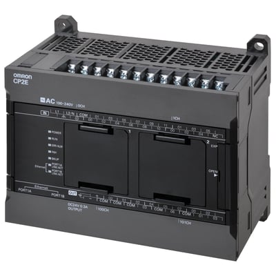 Omron CP2E-N40DR-A kompakt PLC med 24 DI, 16 DO og relæudgang, 220V AC.