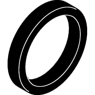 Geberit 56 mm pakning til forskruning i sort PEH-materiale, vist som et stiliseret diagram med hvide konturer.