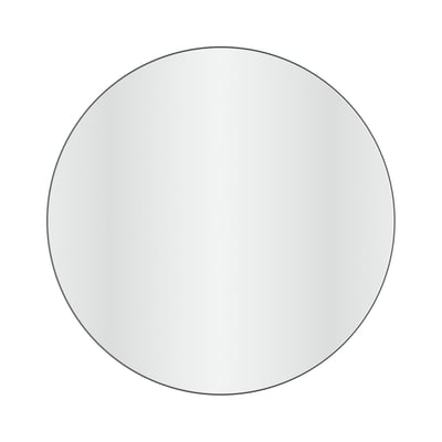 Nærbillede af Loevschall Refine spejl, viser den tynde sorte metalramme og den reflekterende overflade.