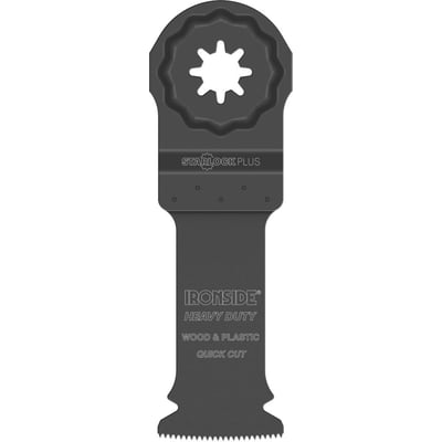 Ironside HCS-savklinge til multicutter med Starlock-optag og 32 mm bredde, set forfra med tandet skærekant.