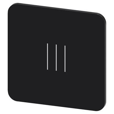Siemens mærkningsplade til limning, 22x22 mm, sort med hvidt symbol 'III' centreret på en ensfarvet baggrund.