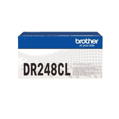 Brother DR248CL-sampak med fire tromler ses i blå og hvid emballage med modelbetegnelsen tydeligt på fronten.