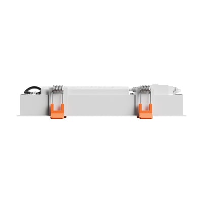 SpectrumLED GRID S 12W CCT-loftlampe i hvid med smal, indbygget form og synlige monteringsclips.