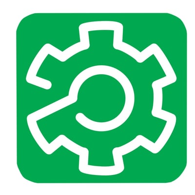 PACDrive ME/Sincus SRM50 Multi turn fra Schneider Electric, illustreret med et stiliseret hvidt tandhjul-lignende ikon med en cirkel i midten på en grøn baggrund.