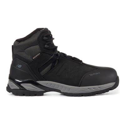 New Balance Allsite sikkerhedsstøvle i sort med vandtæt overdel og grå sål, str. 45.5.
