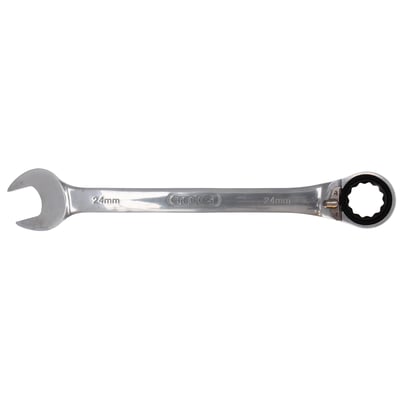 Tecos 24 mm ringskraldenøgle med 72 tænder, 285 mm lang og 15° vinklet greb på hvid baggrund.