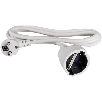 Hvidt 5 meter Schuko-kabelsæt med 3G1,5mm² H05VV-F kabel, 16A 250V og halogenfri konstruktion.