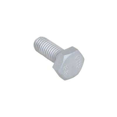 Walraven Bis DIN933 sekskanthovedbolt med gevind, BUP-behandling og størrelse M8x25 mm, set skråt fra siden.