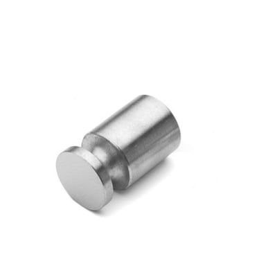 d line klædekrog Ø14 x 23 mm med bøsning i krom, set skråt forfra med rund knop og cylindrisk fæste.