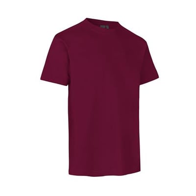 ID Identity T-shirt Pro i bordeaux, størrelse 5XL, vist fra siden for at fremhæve den klassiske pasform og den dybe røde farve.